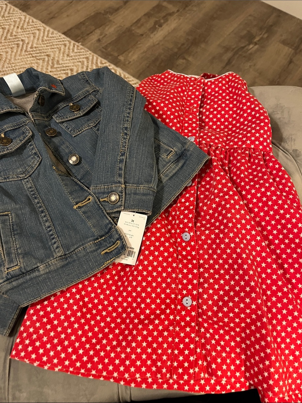 James & Lottie Girls size 4 red star dress and nwt Carters denim jacket